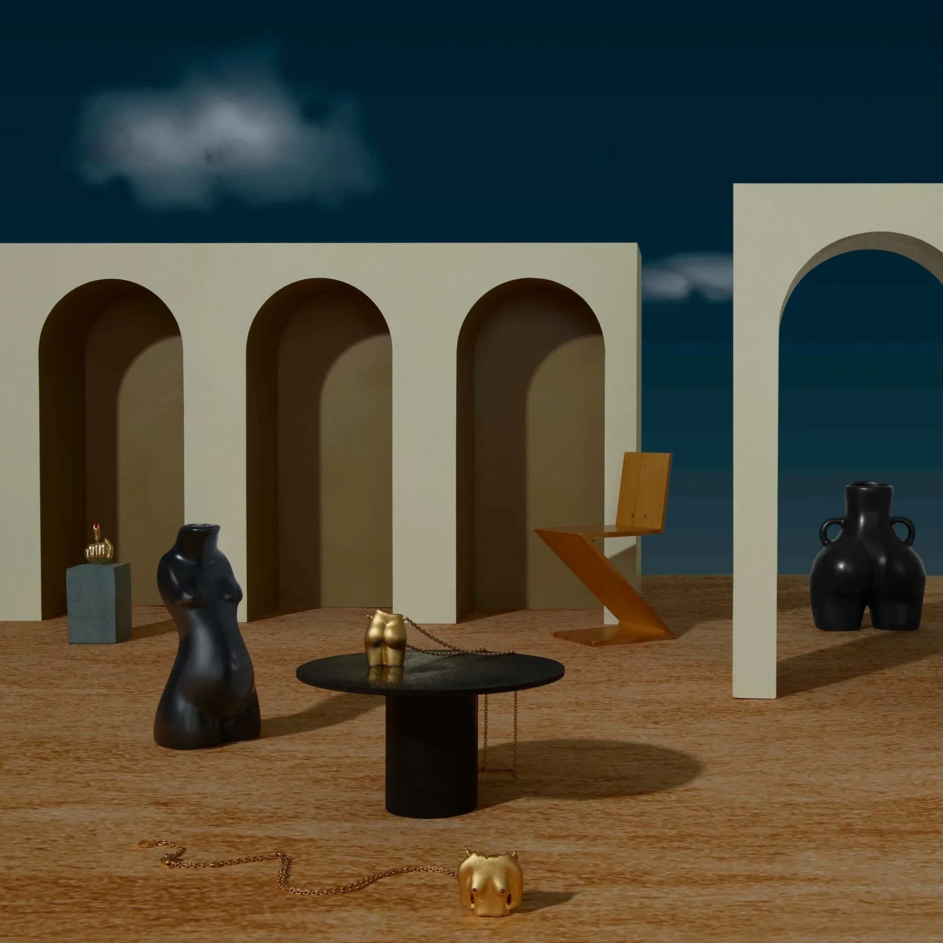 Anissa Kermiche Body Salt & Pepper Shakers Pair (Beige, Black)- Home