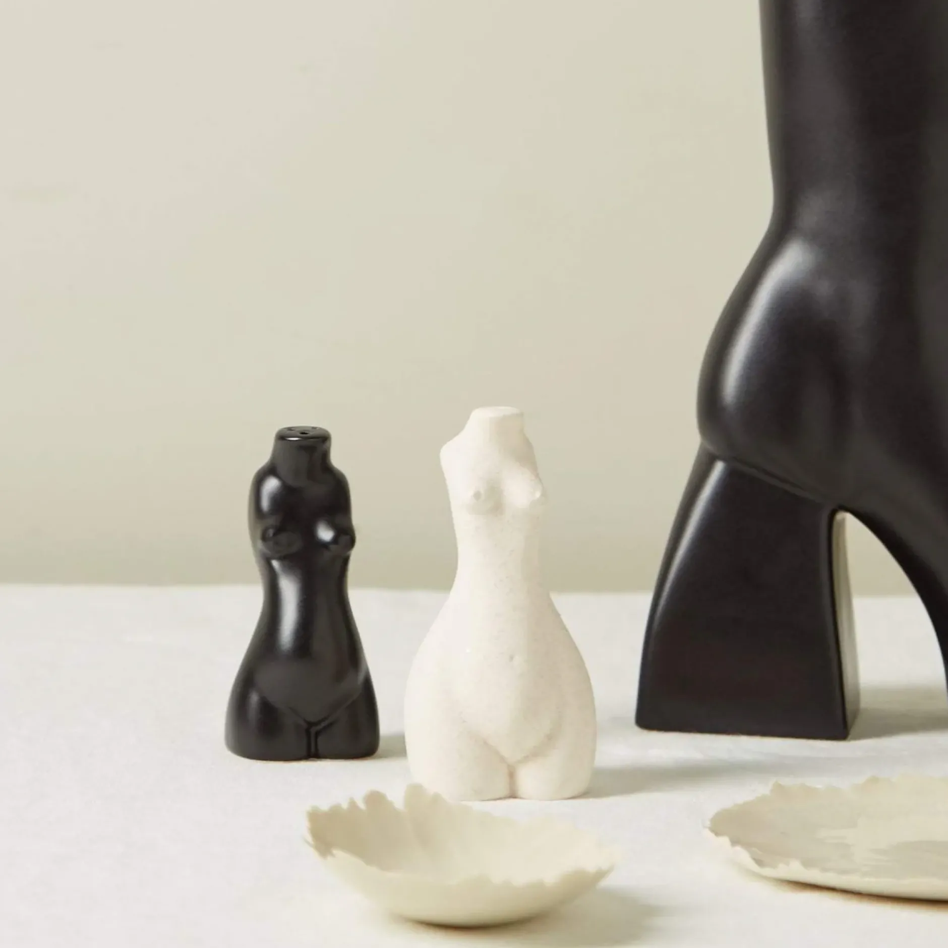 Anissa Kermiche Body Salt & Pepper Shakers Pair (Beige, Black)- Home