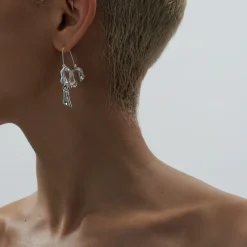 Anissa Kermiche Dangling Drape Earrings (Silver)- Earrings