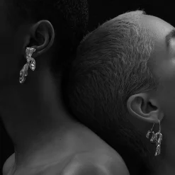 Anissa Kermiche Dangling Drape Earrings (Silver)- Earrings