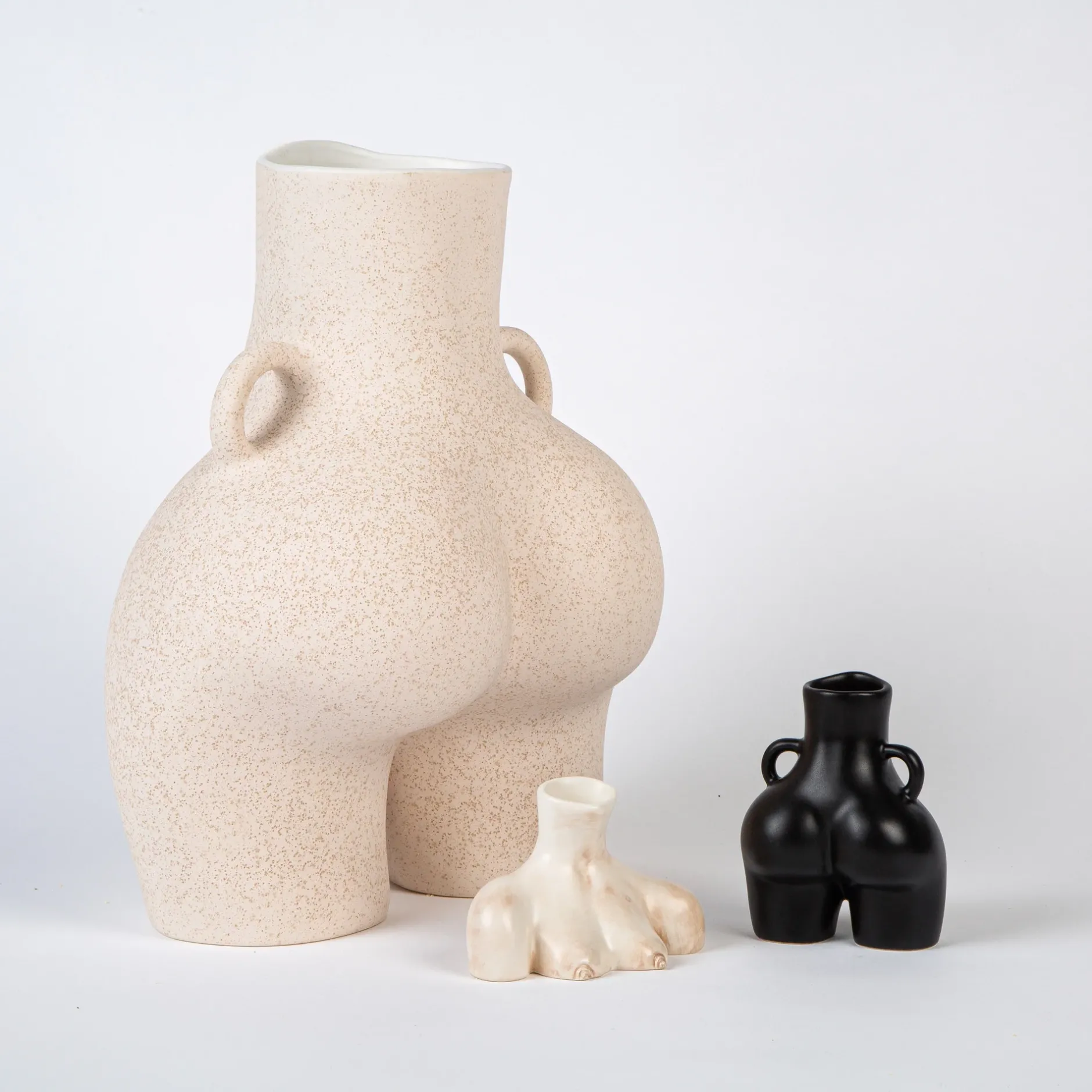 Anissa Kermiche Love Handles Vase (Speckled Beige)- Home