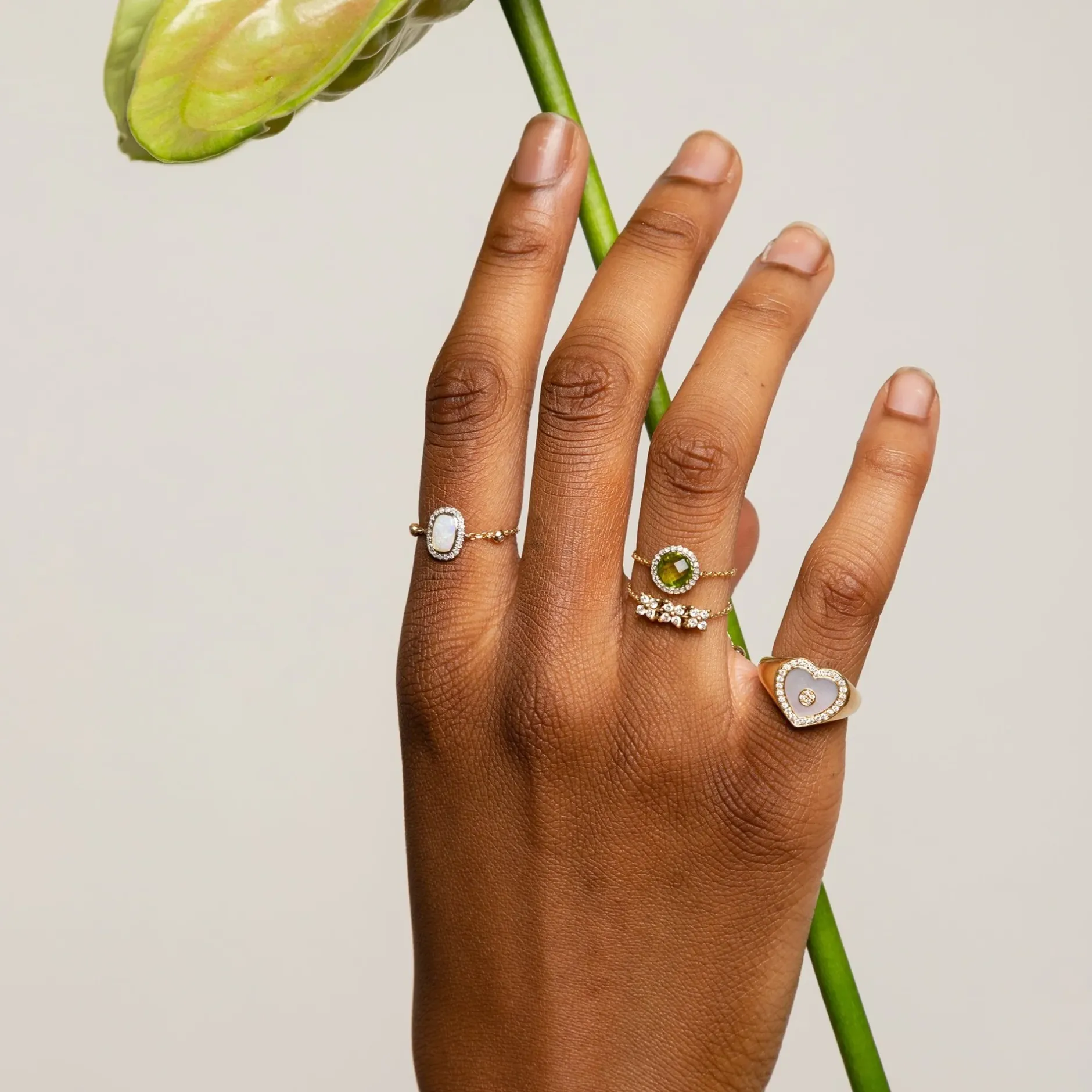 Anissa Kermiche Love Heart Mother Of Pearl Signet Ring- Rings